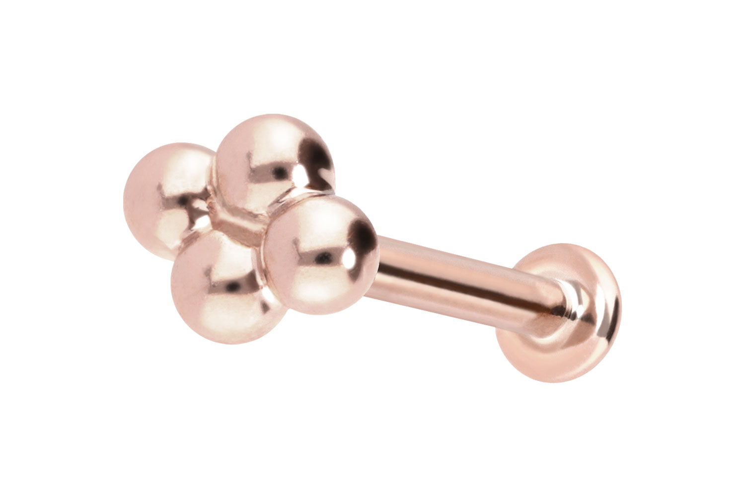14 Karat Gold Labret Piercing mit Innengewinde 4 KUGELN